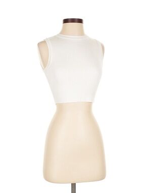 Zara White Ribbed Crop Knit Vest